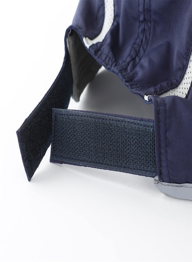 Connectyle Foldable Mesh Sun Cap Outdoor Sports Hat Breathable Sun Runner Cap with Reflective Trim Navy Blue - Image 4